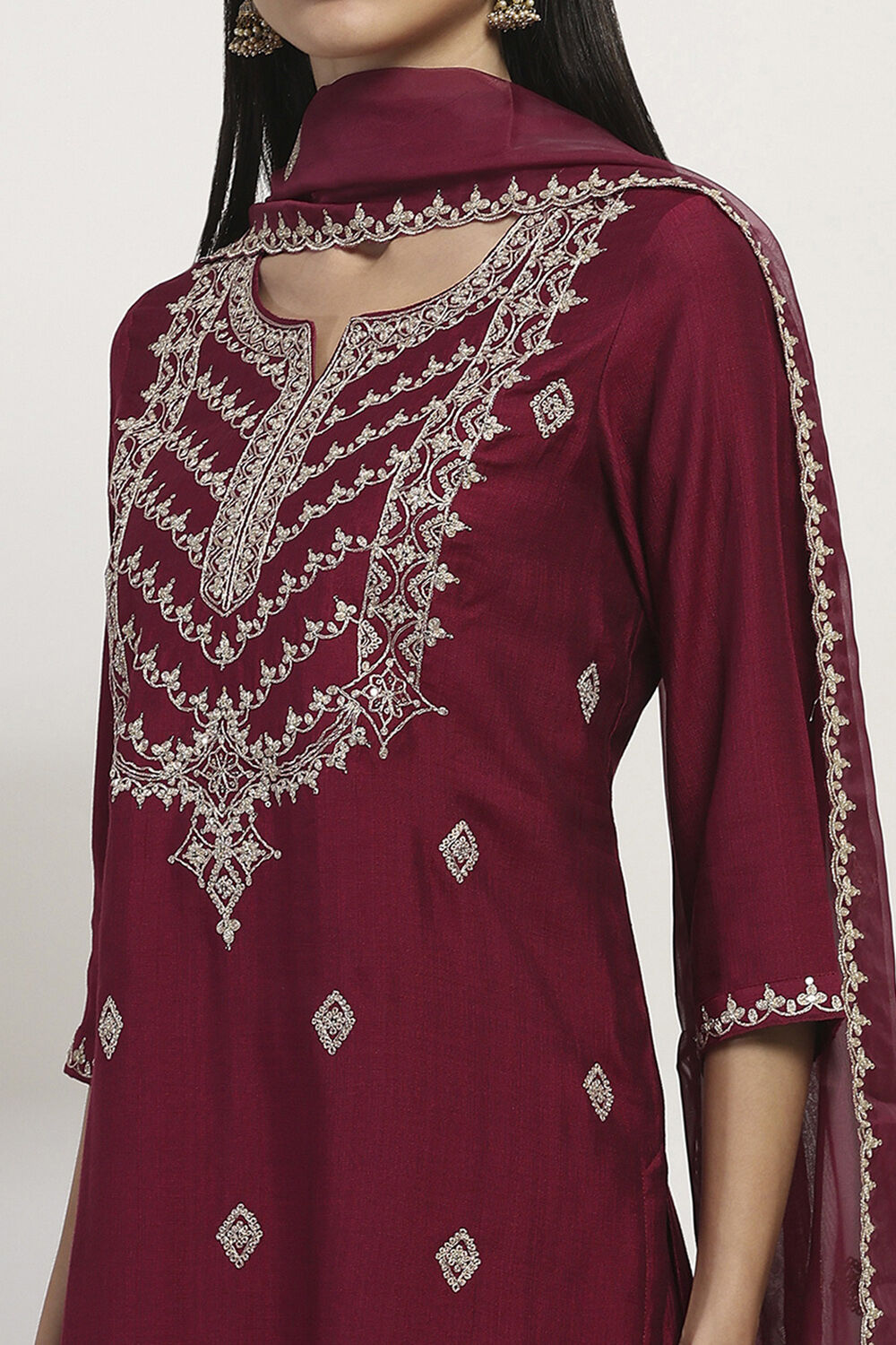 Wine Viscose Blend Straight SET image number 1