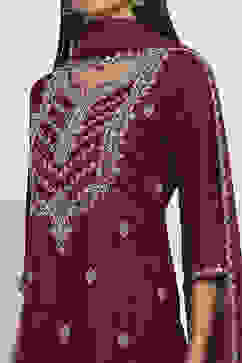 Wine Viscose Blend Straight SET image number 1