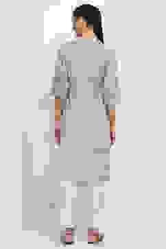 Grey Cotton Printed Straight Kurta image number 3