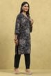 Blue Printed Straight Kurta image number 4