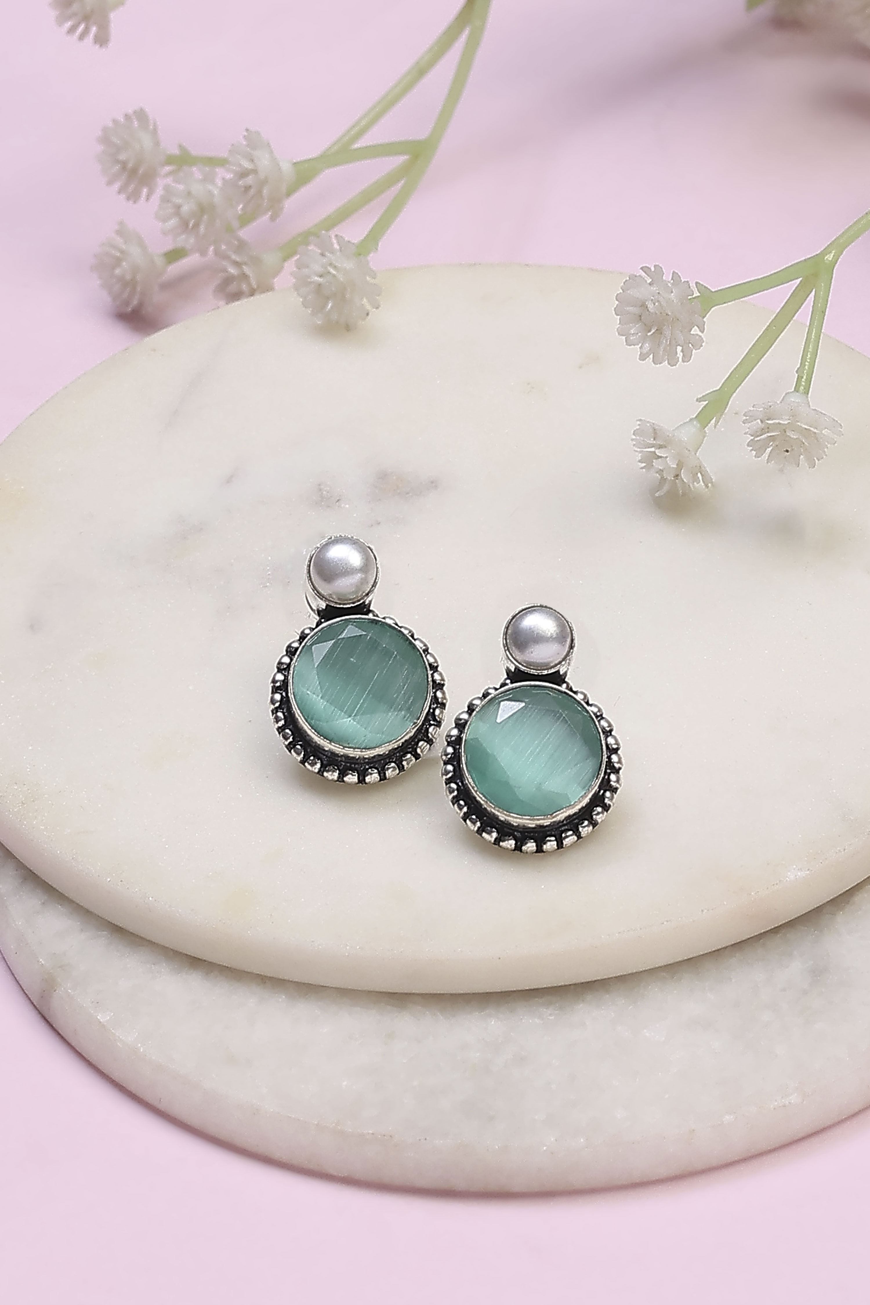 Mint Green Brass Studs image number 0