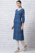 Indigo LIVA Straight Kurta image number 2