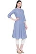 Light-Blue Chambray A-Line Kurta image number 3