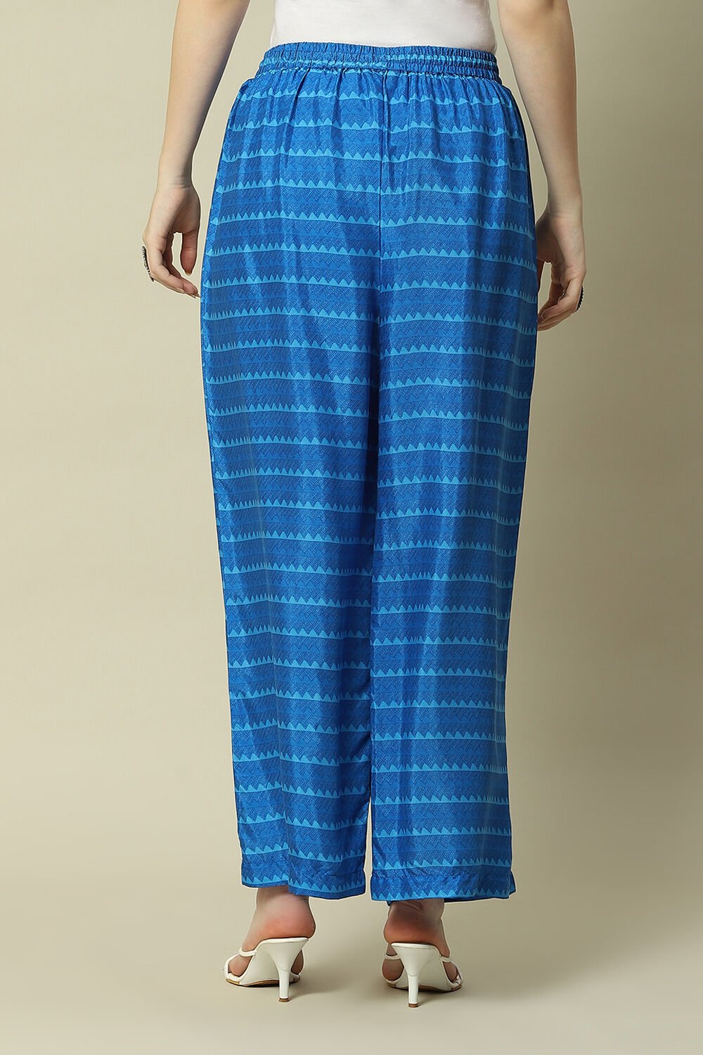 Purple LIVA Straight Printed Palazzo image number 4