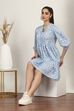 Blue Rayon Flex Tiered Dresses image number 0