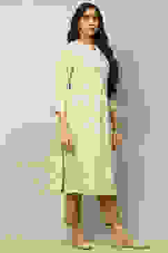 White Floral Printed Straight Kurta image number 4