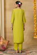 Lime Viscose Blend Straight Printed Suit Set image number 5