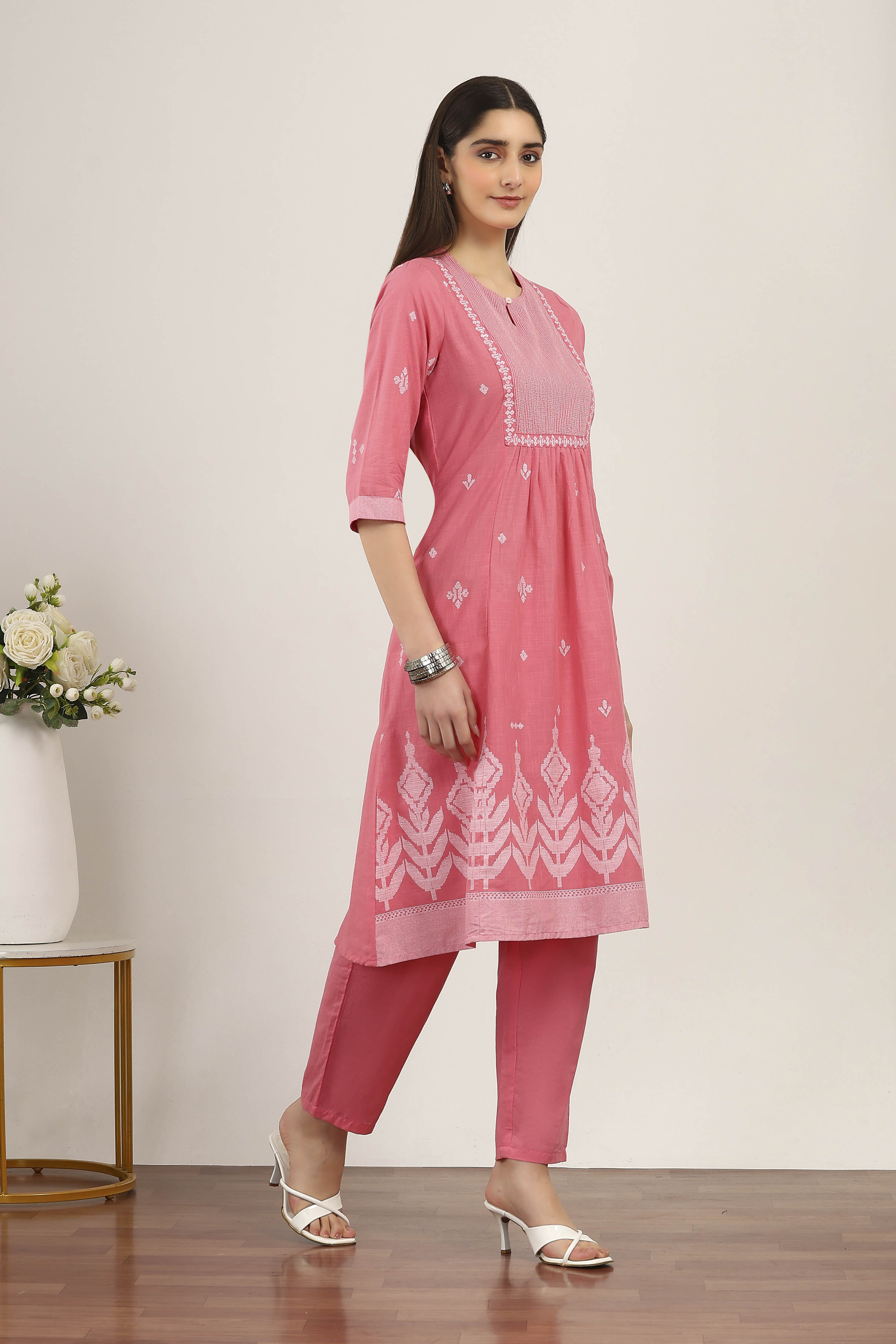 Blue Cotton Kurta Pants Set image number 5