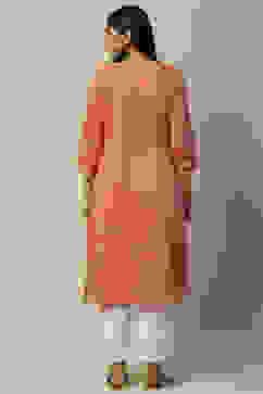 Red Poly Cotton Staight Kurta image number 3