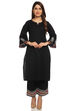 Black Straight Cotton Kurta image number 0