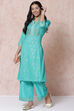 Green Art Silk Kalidar Kurta image number 3