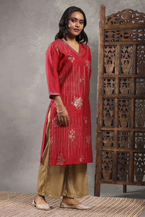 Green Printed Straight Kurta image number 4