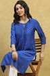 Blue Solid Straight Kurta image number 6