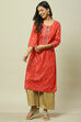 Red Viscose Straight Kurta image number 0
