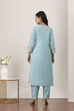 Blue Viscose Polyester Straight Suit Sets image number 4