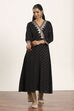 Black Viscose Rayon Straight Kurta Pants Set image number 6