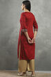 Red Viscose Straight Kurta Pants Set image number 5
