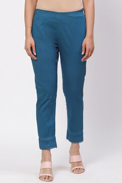 Cobalt Green Solid Slim Pants image number 0