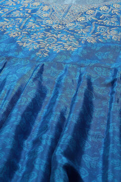 Blue LIVA Flared Printed Dress image number 1