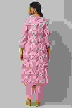 Pink Voile Straight Suit Set image number 5