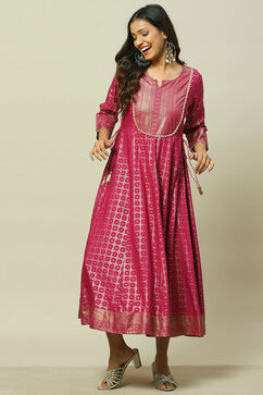 Magenta LIVA Kalidar Dress image number 5