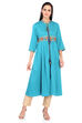 Turquoise Front Open Cotton Kurta image number 0