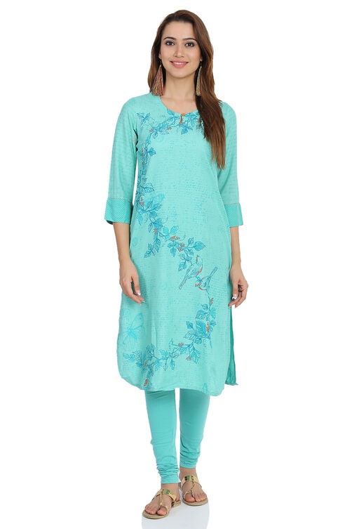 Turq Straight Viscose Kurta image number 0