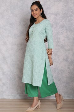 Mint Green Cotton Straight Suit Set image number 1