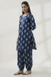 Navy Cotton Straight Printed  image number 3