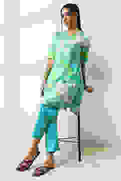 Aqua Cotton Lycra Solid Regular Pants image number 0