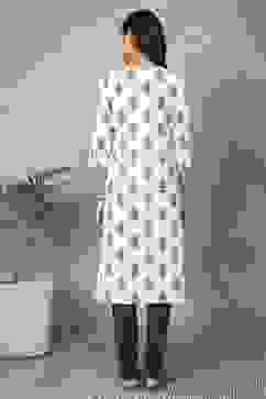 Off-White Cotton Printed Straight Kurta image number 3