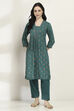 Teal Viscose Straight SET image number 6