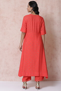 Coral LIVA Asymmetric Kurta image number 4