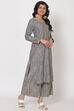 Grey Cotton Straight Suit Set image number 3