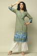 Peach LIVA Straight Printed Kurta image number 0