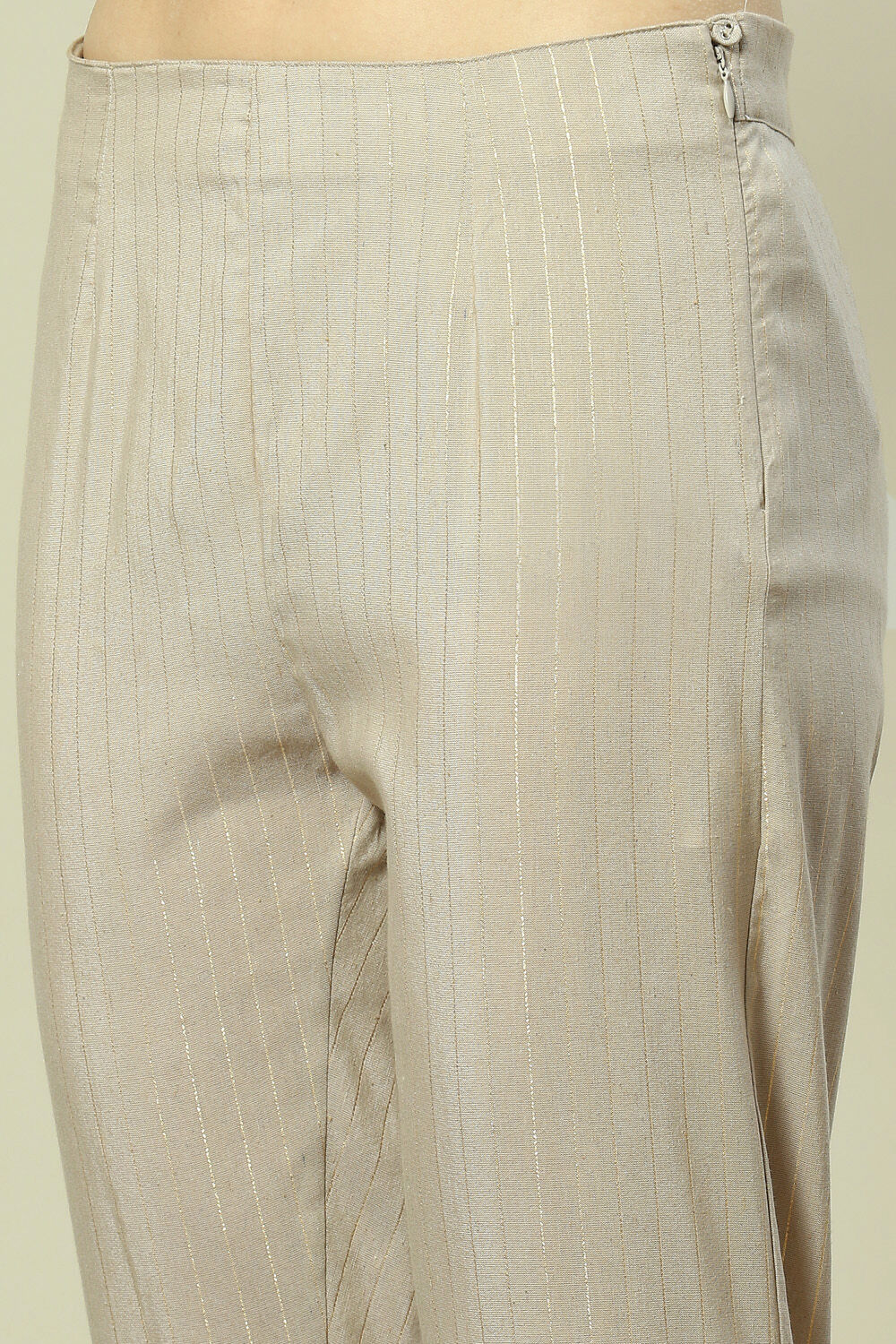 Beige Viscose Woven Straight Kurta Suit Set image number 2
