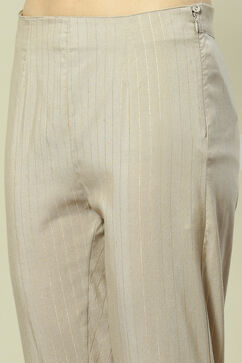 Beige Viscose Woven Straight Kurta Suit Set image number 2