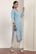 Blue Viscose Rayon Straight Kurta Pants Set image number 5