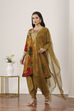 Yellow Viscose Polyester A-Line Suit Sets image number 3