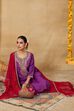 Purple Viscose Blend Straight Printed Suit Set image number 0