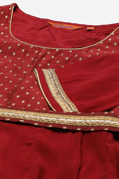 Red Polyester Georgette Kalidar Suit Set image number 1