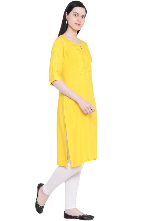Yellow Straight Kurta image number 2