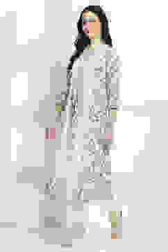 White Cotton Printed A-Line Kurta image number 2