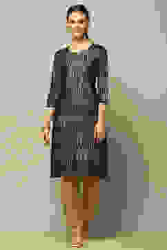 Black Rayon Printed Straight Kurta image number 5