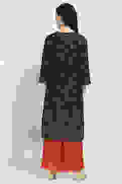 Black Printed Straight Kurta image number 3