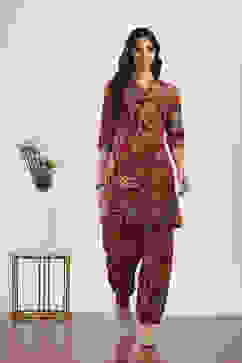 Red Rayon Viscose Rayon Kurta Pants Set image number 6