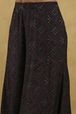 Blue Viscose Blend Printed Front Open Kurta Palazzo Set image number 2
