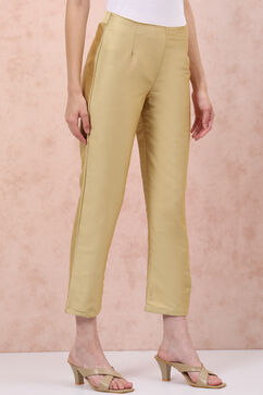 Gold Poly Cotton Slim Pants image number 3