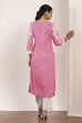 Pink  Straight Kurta Pants Set image number 4