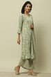 Sage Green Viscose Blend Straight Suit Set image number 5